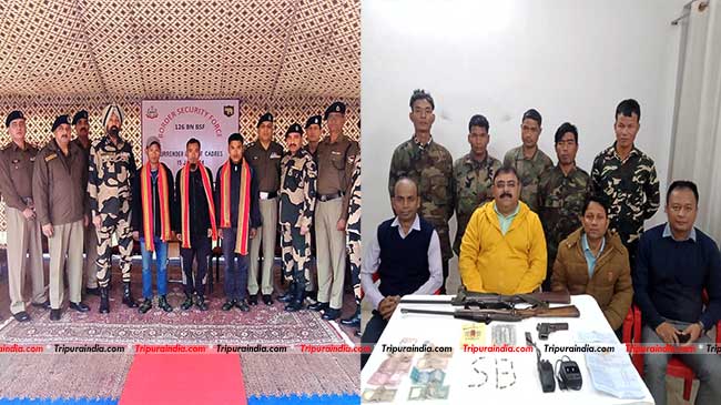 8 NLFT militants surrender separately with weapons in Tripura