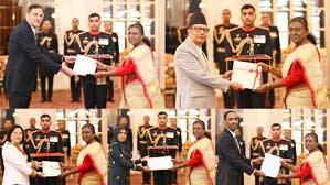 Ambassadors and HCs of Cambodia, Maldives, Somalia, Cuba and Nepal present credentials to President Murmu