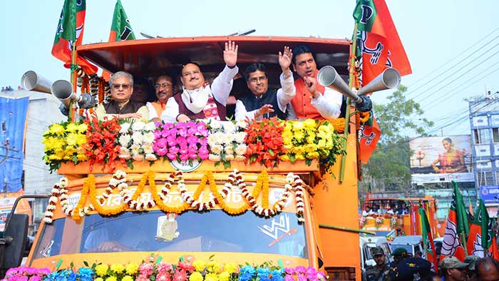 Nadda claims of zero political violence in Tripura during 5 years of BJP Govt