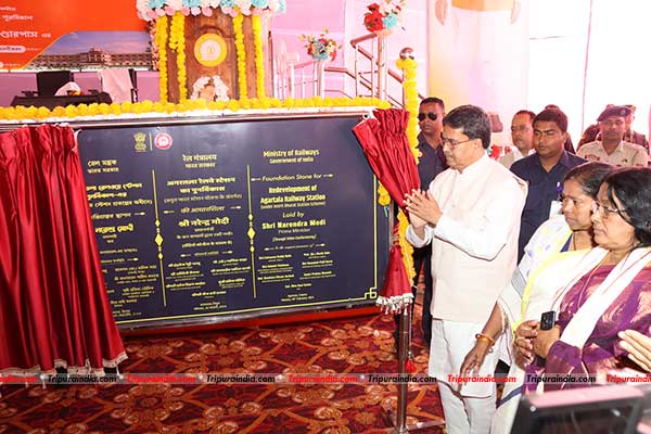 PM Modi lays foundation stone for redevelopment of Agartala railway station