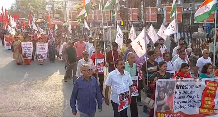 CPI-M, Left women's bodies stage protest in Tripura seeking action against WFI chief