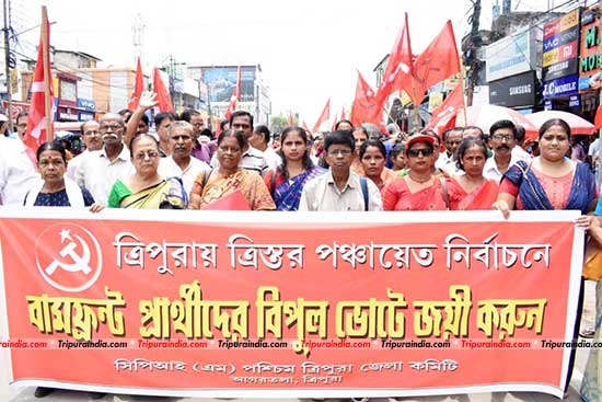 CPI(M) candidates file nomination paper for panchayat polls; says panchayat election is crucial for deprived villagers