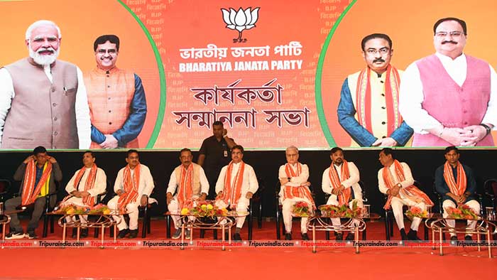 BJP karyakartas felicitated for party’s win in assembly election