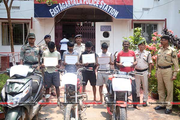 Five Arrested in Agartala with two wheelers, contraband worth Rs 2 Lakh