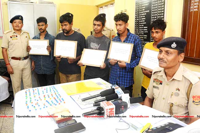 Five drug peddlers arrested with Brown Sugar in Agartala City