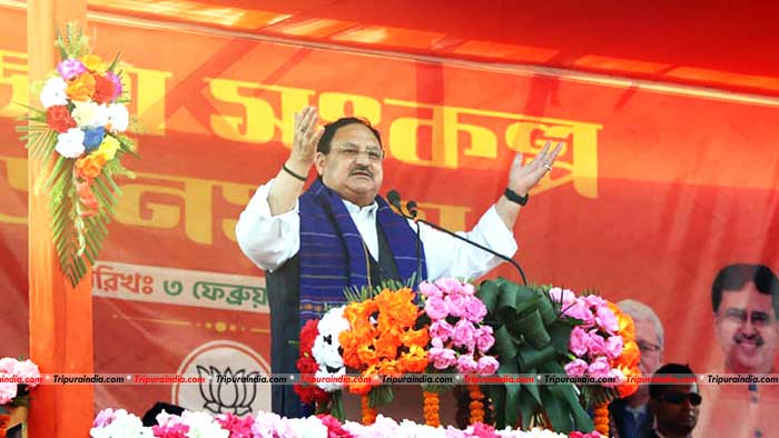 Nadda launches BJP’s campaign trail in Tripura; says budget for tribals increased by four times