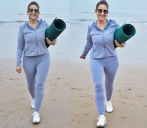 Manisha Koirala loves practising Yoga on Mumbai beaches