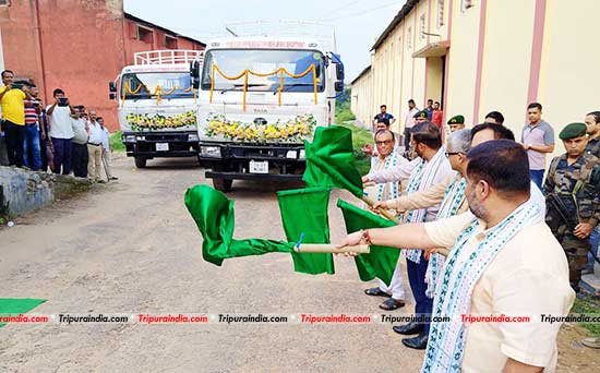 Minister Sushanta Chowdhury flags off 5 newly procured trucks to enhance PDS in Tripura