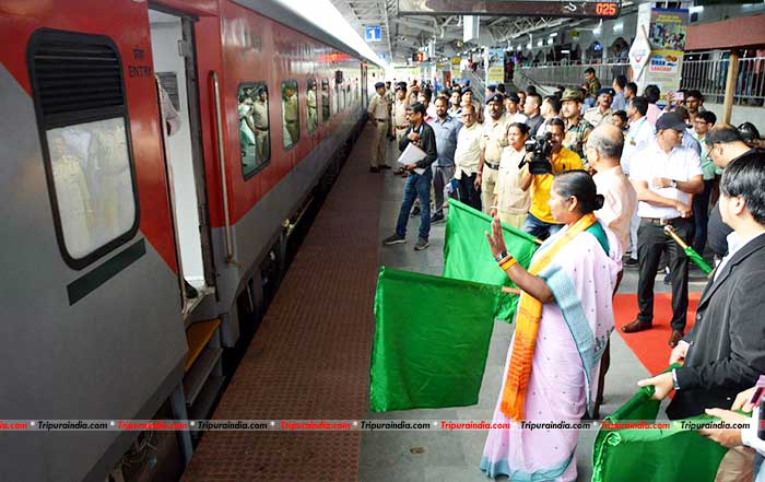 MoS Pratima Bhoumik flags off Agartala-Kolkata Economy class weekly train