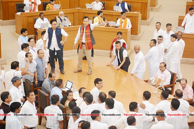 Tripura assembly speaker suspend 5 oppn MLAs for disrupting proceedings