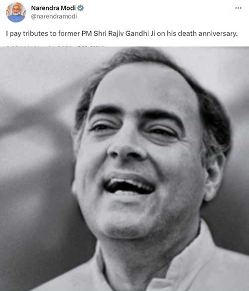 PM Modi pays tributes to Rajiv Gandhi on his death anniversary