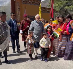 Unprecedented welcome for PM Modi in Bhutan