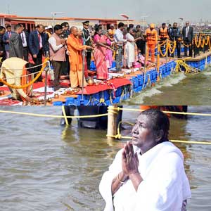 President Murmu takes holy dip at Triveni Sangam during Maha Kumbh visit