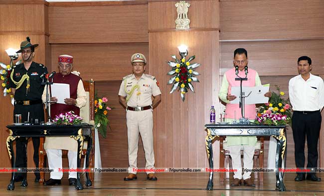 MLA Binoy Bhushan Das takes oath as Tripura Assembly Pro-tem speaker