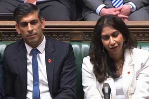 Sunak facing civil war in Conservative Party over future of Home Secy Suella Braverman