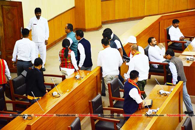 TIPRA Motha walks out from Assembly house protesting improper sitting arrangement