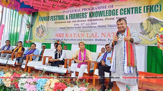 Minister Ratan Lal Nath announces solar-based mini cold storage for mango cultivators in Dhalai