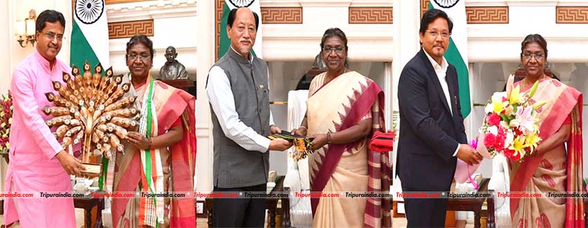 Tripura, Nagaland, Meghalaya CMs meet Prez, Union Ministers in Delhi