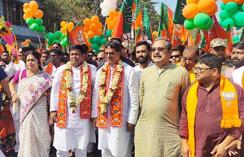 Tripura CM Dr Manik Saha accompanies BJP West Bengal chief Sukanta for filing nomination from Balurghat